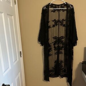 Elegant Black Lace Kimono